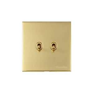 Windsor Range Polished Brass Switches & Sockets, WN1 - 2 Gang Stockholm Toggle by Heritage Brass By M-Marcus