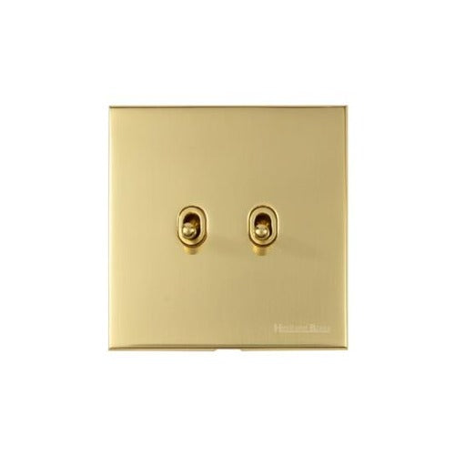 Windsor Range Polished Brass Switches & Sockets, WN1 - 2 Gang Stockholm Toggle by Heritage Brass By M-Marcus