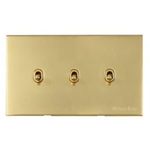 Windsor Range Polished Brass Switches & Sockets, WN1 - 3 Gang Stockholm Toggle by Heritage Brass By M-Marcus