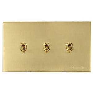 Windsor Range Polished Brass Switches & Sockets, WN1 - 3 Gang Stockholm Toggle by Heritage Brass By M-Marcus