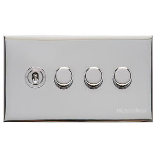 Winchester Range Polished Chrome Switches & Sockets, W02 - 4G Mixed Toggle Dimmer Switch 1xToggle 3xTED by Heritage Brass By M-Marcus