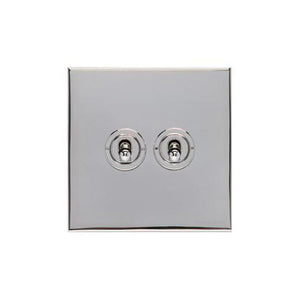 Winchester Range Polished Chrome Switches & Sockets, W02 - 2 Gang Toggle Switch by Heritage Brass By M-Marcus