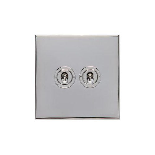 Winchester Range Polished Chrome Switches & Sockets, W02 - 2 Gang Toggle Switch by Heritage Brass By M-Marcus