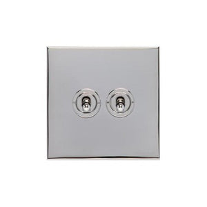 Winchester Range Polished Chrome Switches & Sockets, W02 - 2 Gang Toggle Switch by Heritage Brass By M-Marcus