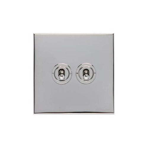 Winchester Range Polished Chrome Switches & Sockets, W02 - 2 Gang Toggle Switch by Heritage Brass By M-Marcus
