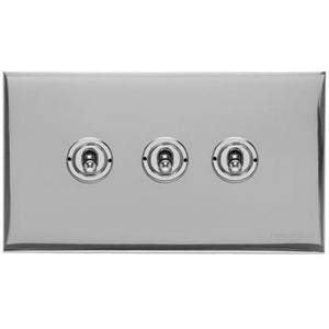 Winchester Range Polished Chrome Switches & Sockets, W02 - 3 Gang Toggle Switch by Heritage Brass By M-Marcus
