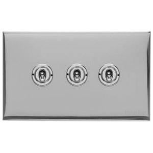 Winchester Range Polished Chrome Switches & Sockets, W02 - 3 Gang Toggle Switch by Heritage Brass By M-Marcus