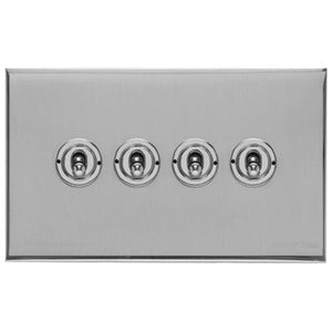 Winchester Range Polished Chrome Switches & Sockets, W02 - 4 Gang Toggle Switch by Heritage Brass By M-Marcus