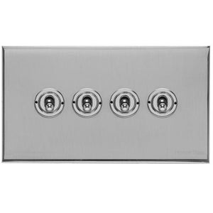 Winchester Range Polished Chrome Switches & Sockets, W02 - 4 Gang Toggle Switch by Heritage Brass By M-Marcus