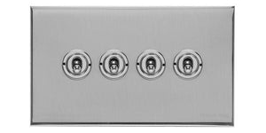 Heritage Brass Electrical, Winchester Range - Polished Chrome - 4 Gang Dolly Switch, 4 Gang Dolly Switch, 20 Amp 2 Way Dolly Switches, 4 Gang Dolly Switch