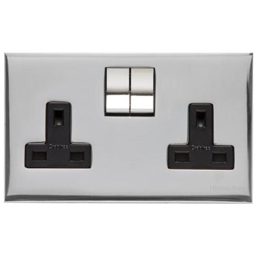 Winchester Range Polished Chrome Switches & Sockets, W02 - Double Socket (13 Amp) by Heritage Brass By M-Marcus