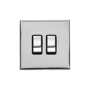Winchester Range Polished Chrome Switches & Sockets, W02 - 2 Gang Rocker Switch by Heritage Brass By M-Marcus