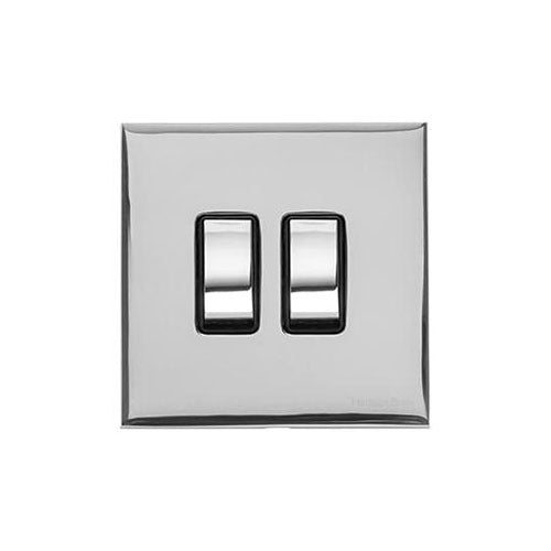 Winchester Range Polished Chrome Switches & Sockets, W02 - 2 Gang Rocker Switch by Heritage Brass By M-Marcus