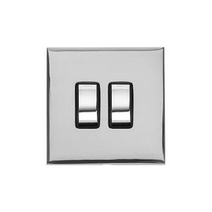 Winchester Range Polished Chrome Switches & Sockets, W02 - 2 Gang Rocker Switch by Heritage Brass By M-Marcus