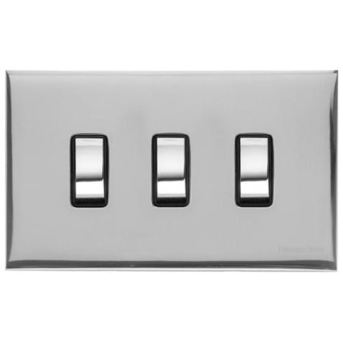 Winchester Range Polished Chrome Switches & Sockets, W02 - 3 Gang Rocker Switch Twin Plate by Heritage Brass By M-Marcus