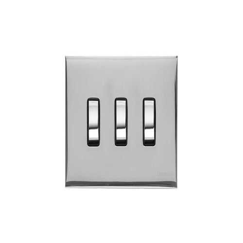 Winchester Range Polished Chrome Switches & Sockets, W02 - 3 Gang Rocker Switch Twin Plate by Heritage Brass By M-Marcus