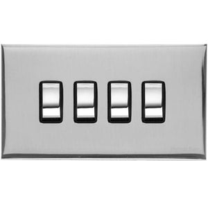 Winchester Range Polished Chrome Switches & Sockets, W02 - 4 Gang Rocker Switch by Heritage Brass By M-Marcus