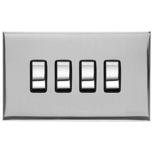 Winchester Range Polished Chrome Switches & Sockets, W02 - 4 Gang Rocker Switch by Heritage Brass By M-Marcus