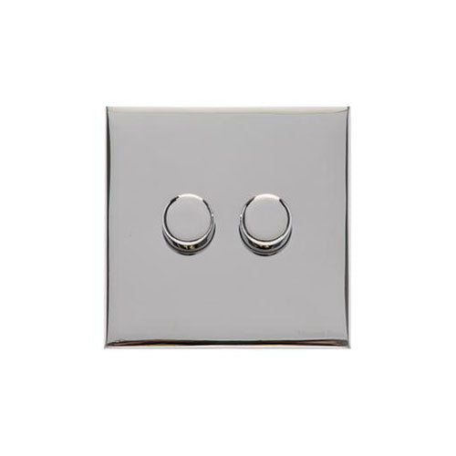 Winchester Range Polished Chrome Switches & Sockets, W02 - 2 Gang Dimmer 250 watts (Compatible with halogen/ incandescent bulbs) by Heritage Brass By M-Marcus