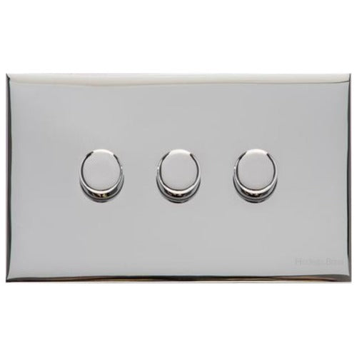 Winchester Range Polished Chrome Switches & Sockets, W02 - 3 Gang Dimmer 250 watts (Compatible with halogen/ incandescent bulbs) by Heritage Brass By M-Marcus