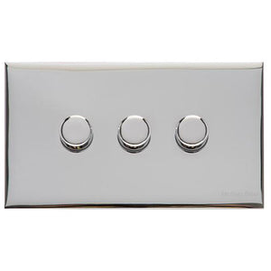 Winchester Range Polished Chrome Switches & Sockets, W02 - 3 Gang Dimmer 400 watts (Compatible with halogen/ incandescent bulbs) by Heritage Brass By M-Marcus