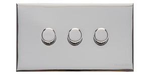 Heritage Brass Electrical, Winchester Range - Polished Chrome - 3 Gang Trailing Edge Dimmer, 3 Gang Trailing Edge Dimmer, 3 Gang Trailing Edge Dimmer, Trailing Edge Dimmers