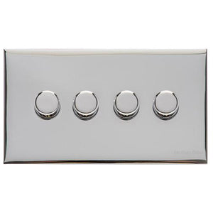 Winchester Range Polished Chrome Switches & Sockets, W02 - 4 Gang Dimmer 400 watts(Compatible with halogen/ incandescent bulbs) by Heritage Brass By M-Marcus