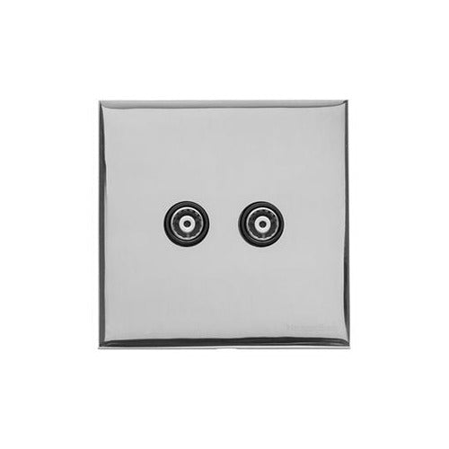 Winchester Range Polished Chrome Switches & Sockets, W02 - 2 Gang TV Coaxial Socket by Heritage Brass By M-Marcus