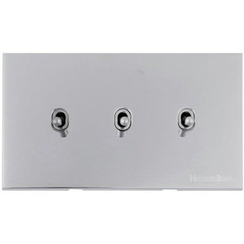 Winchester Range Polished Chrome Switches & Sockets, W02 - 3 Gang Stockholm Toggle by Heritage Brass By M-Marcus