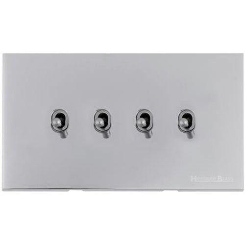 Winchester Range Polished Chrome Switches & Sockets, W02 - 4 Gang Stockholm Toggle by Heritage Brass By M-Marcus