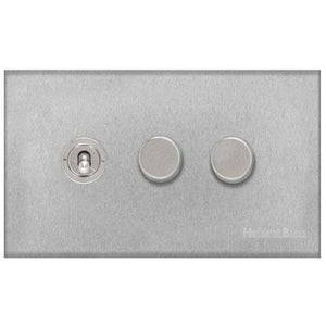 Winchester Range Satin Chrome Switches & Sockets, W03 - 3G Mixed Toggle Dimmer Switch 1xToggle 2xTED by Heritage Brass By M-Marcus