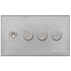 Winchester Range Satin Chrome Switches & Sockets, W03 - 4G Mixed Toggle Dimmer Switch 1xToggle 3xTED by Heritage Brass By M-Marcus