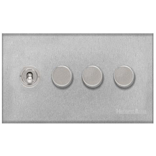Winchester Range Satin Chrome Switches & Sockets, W03 - 4G Mixed Toggle Dimmer Switch 1xToggle 3xTED by Heritage Brass By M-Marcus