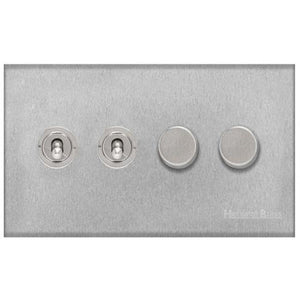 Winchester Range Satin Chrome Switches & Sockets, W03 - 4G Mixed Toggle Dimmer Switch 2xToggle 2xTED by Heritage Brass By M-Marcus