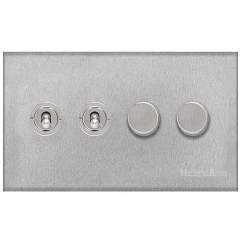 Winchester Range Satin Chrome Switches & Sockets, W03 - 4G Mixed Toggle Dimmer Switch 2xToggle 2xTED by Heritage Brass By M-Marcus