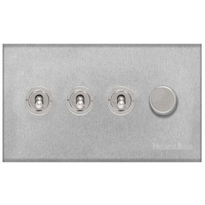 Winchester Range Satin Chrome Switches & Sockets, W03 - 4G Mixed Toggle Dimmer Switch 3xToggle 1xTED by Heritage Brass By M-Marcus