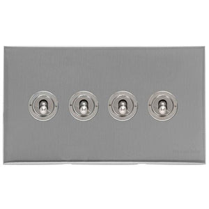 Winchester Range Satin Chrome Switches & Sockets, W03 - 4 Gang Toggle Switch by Heritage Brass By M-Marcus