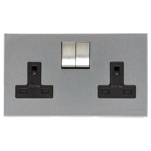 Winchester Range Satin Chrome Switches & Sockets, W03 - Double Socket (13 Amp) by Heritage Brass By M-Marcus