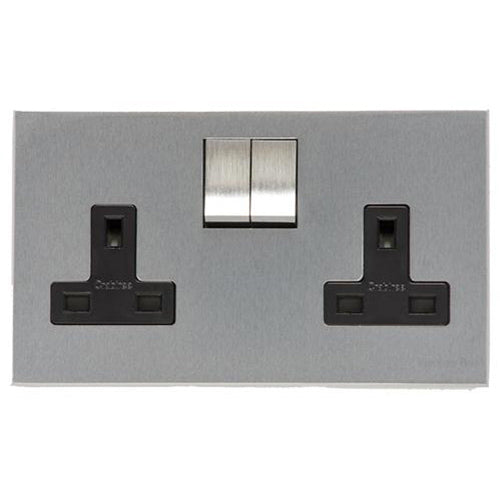 Winchester Range Satin Chrome Switches & Sockets, W03 - Double Socket (13 Amp) by Heritage Brass By M-Marcus