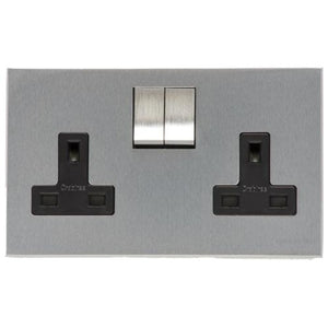 Winchester Range Satin Chrome Switches & Sockets, W03 - Double Socket (13 Amp) by Heritage Brass By M-Marcus