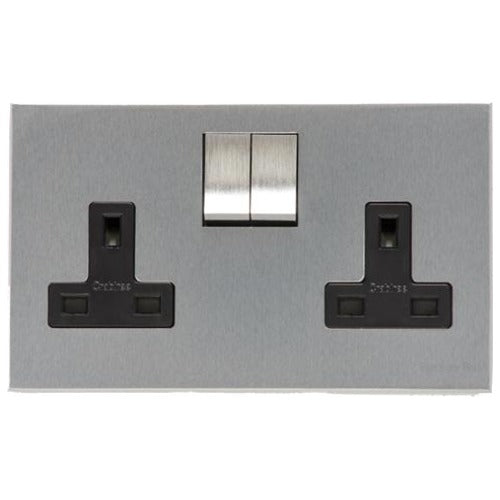 Winchester Range Satin Chrome Switches & Sockets, W03 - Double Socket (13 Amp) by Heritage Brass By M-Marcus