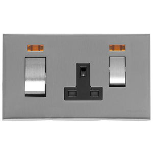 Winchester Range Satin Chrome Switches & Sockets, W03 - 45A Cooker Unit + 13A Socket by Heritage Brass By M-Marcus