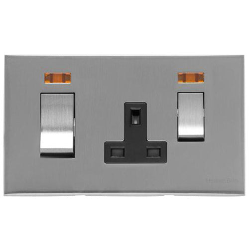 Winchester Range Satin Chrome Switches & Sockets, W03 - 45A Cooker Unit + 13A Socket by Heritage Brass By M-Marcus