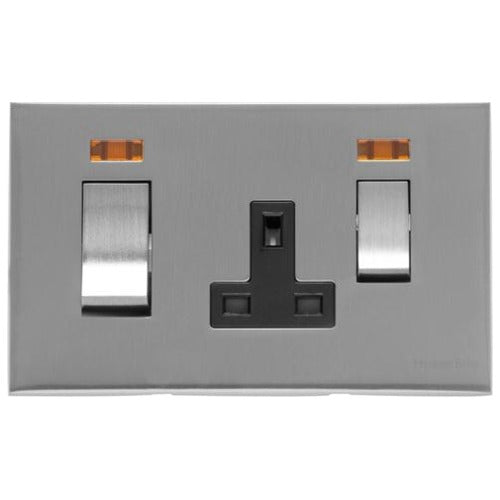 Winchester Range Satin Chrome Switches & Sockets, W03 - 45A Cooker Unit + 13A Socket by Heritage Brass By M-Marcus