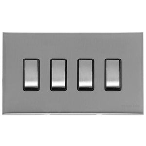 Winchester Range Satin Chrome Switches & Sockets, W03 - 4 Gang Rocker Switch by Heritage Brass By M-Marcus