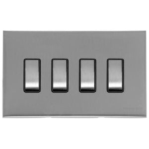 Winchester Range Satin Chrome Switches & Sockets, W03 - 4 Gang Rocker Switch by Heritage Brass By M-Marcus