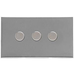 Winchester Range Satin Chrome Switches & Sockets, W03 - 3 Gang Dimmer 250 watts (Compatible with halogen/ incandescent bulbs) by Heritage Brass By M-Marcus