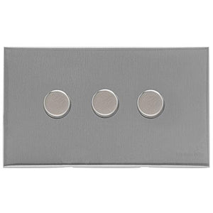 Winchester Range Satin Chrome Switches & Sockets, W03 - 3 Gang Dimmer 400 watts (Compatible with halogen/ incandescent bulbs) by Heritage Brass By M-Marcus