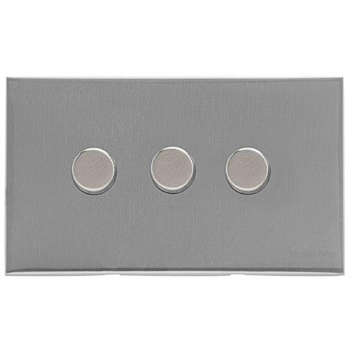 Winchester Range Satin Chrome Switches & Sockets, W03 - 3 Gang TED Dimmer (Compatible with LED Lamps) by Heritage Brass By M-Marcus