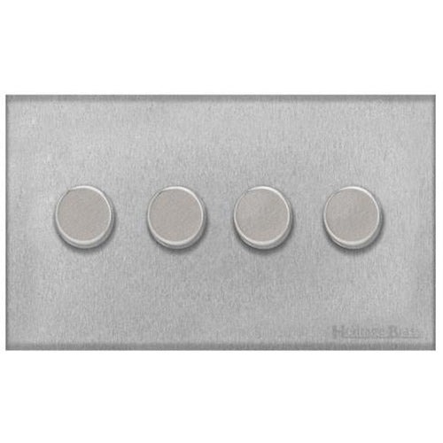 Winchester Range Satin Chrome Switches & Sockets, W03 - 4 Gang TED Dimmer (Compatible with LED Lamps) by Heritage Brass By M-Marcus
